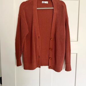 Hollister Rust Button-Front Knit Cardigan